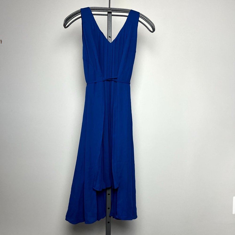 NWOT Rachel Rachel Roy Royal blue sleeveless pleated wrap with melt dress size 4